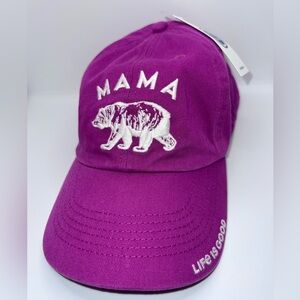 New Life Is Good Embroidered Mama Bear Orchid Pink Women's Cap Hat Adjustable